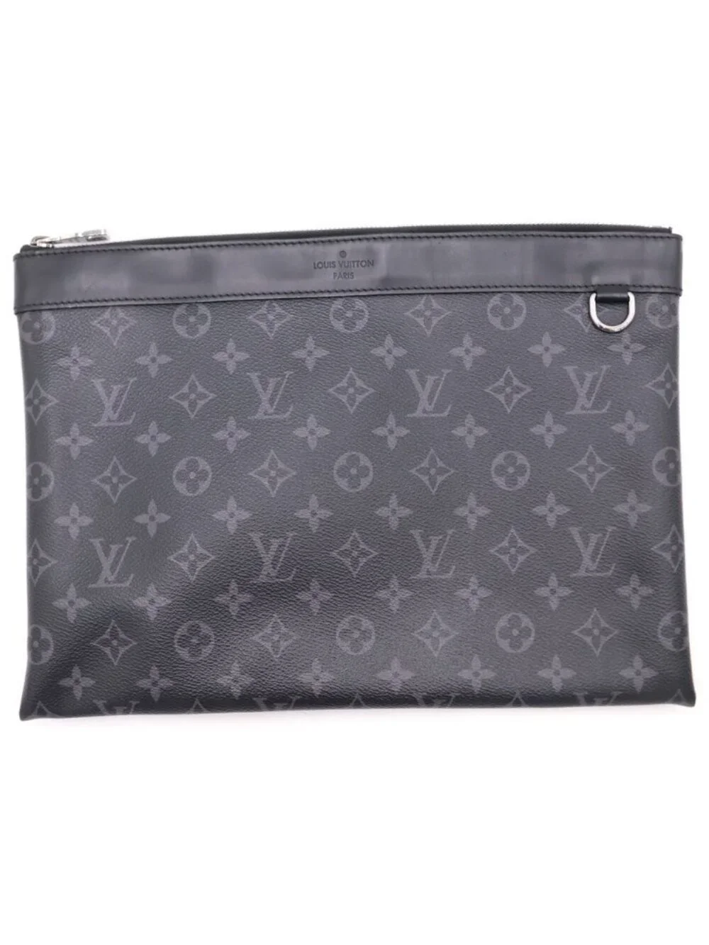 Louis Vuitton Monogram Eclipse Pochette Discovery Leather Clutch Black